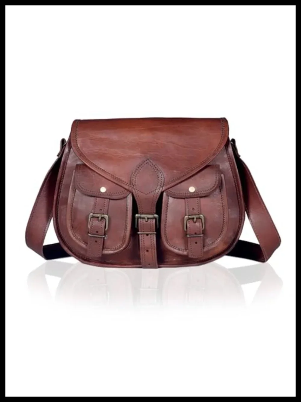 Genuine Leather Crossbody Satchel Handbag with Adjustable Strap Tote Shoulder
